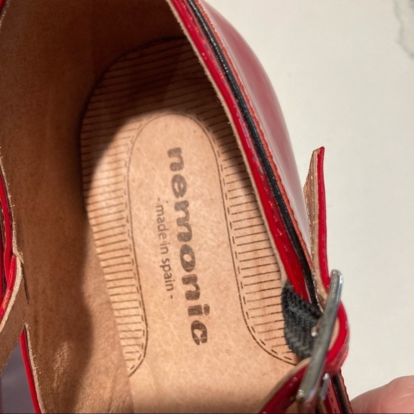 NEMONIC Sz 40 Red Patent Chevron Pattern 2” Heel Made in Spain Mary Jane Shoes - Picture 5 of 13